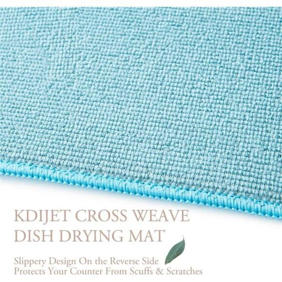 Dish Drying Mat 2 Pack XL Blue Cross Sculpted Microfiber Super Absorbent - Picture 4 of 7